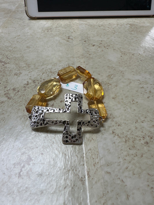 Bracelet-amber, cross