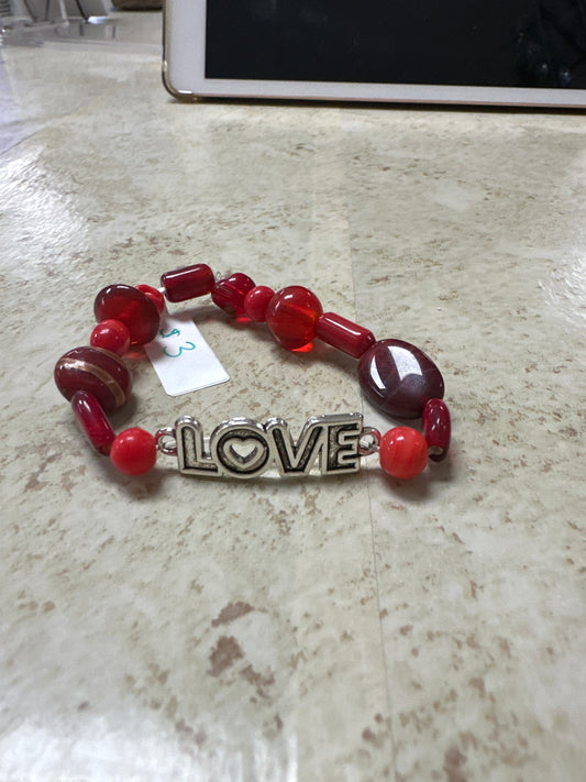 Bracelet-glass, red, “love”