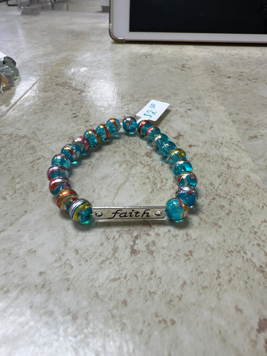 Bracelet-glass, blue, “Faith”